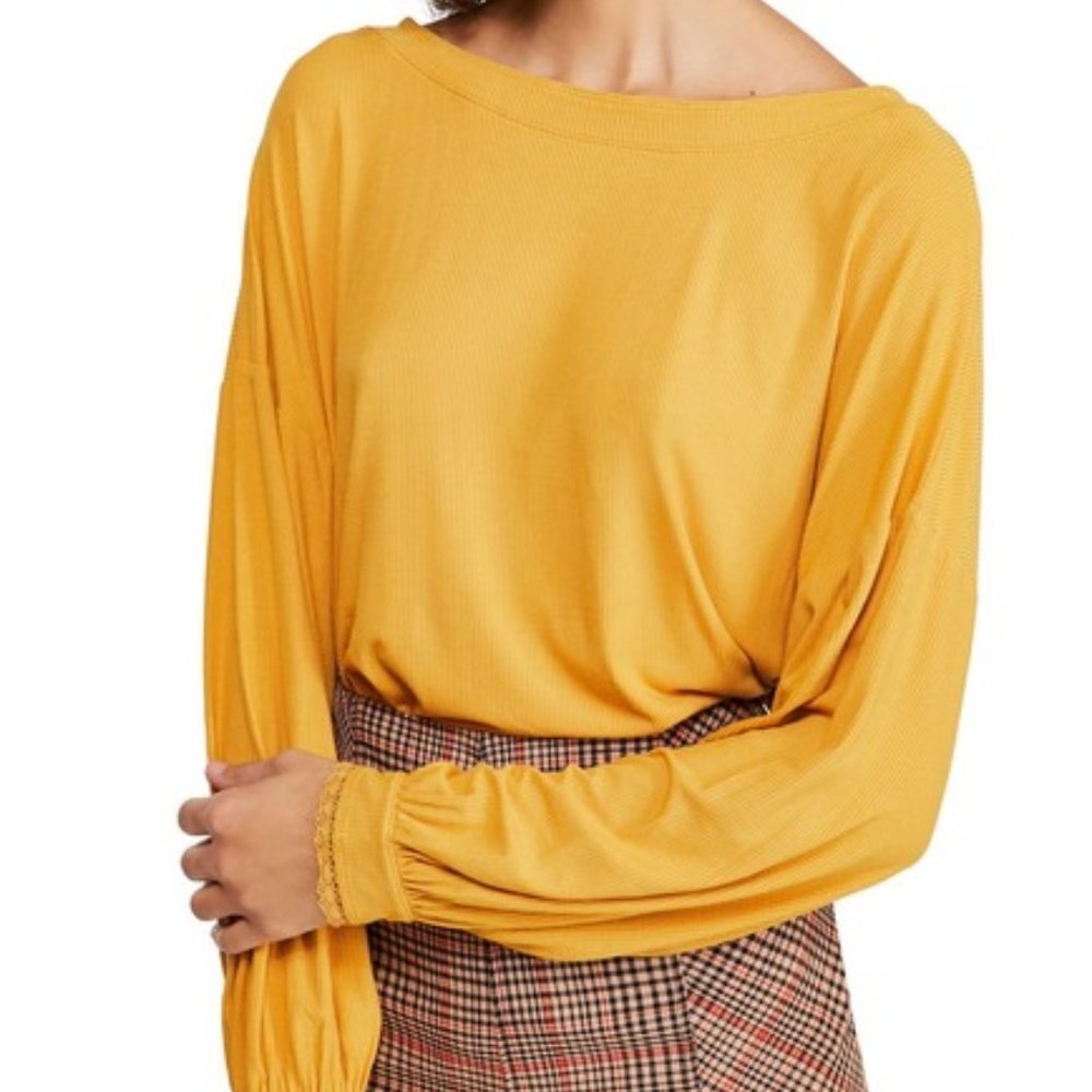 Free‎ People women S Shimmy Shake v-back lettuce edge knit top minimalist Boho